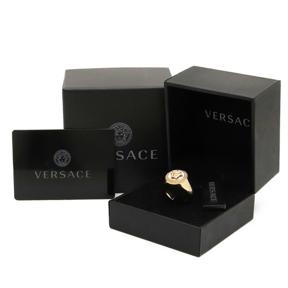 VERSACE Guilloche Medusa Ring GP Metal Gold Silver No. 18 #18 - Picture 7 of 7